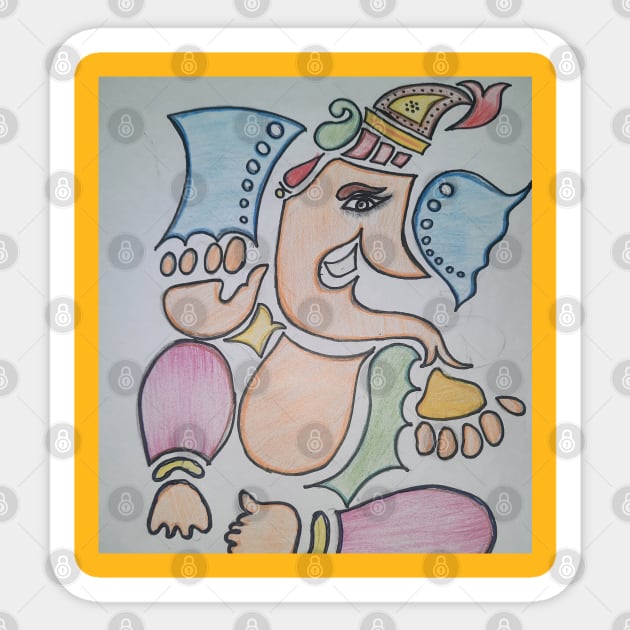 Handsketch of God Ganesha Sticker by NBMSSILKSAREE 